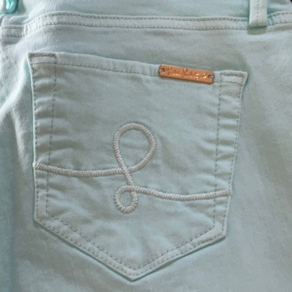 NWT LILLY PULITZER SOUTH OCEAN CROP JEANS FLARE JEWELED WHISPER BLUE 10 NEW